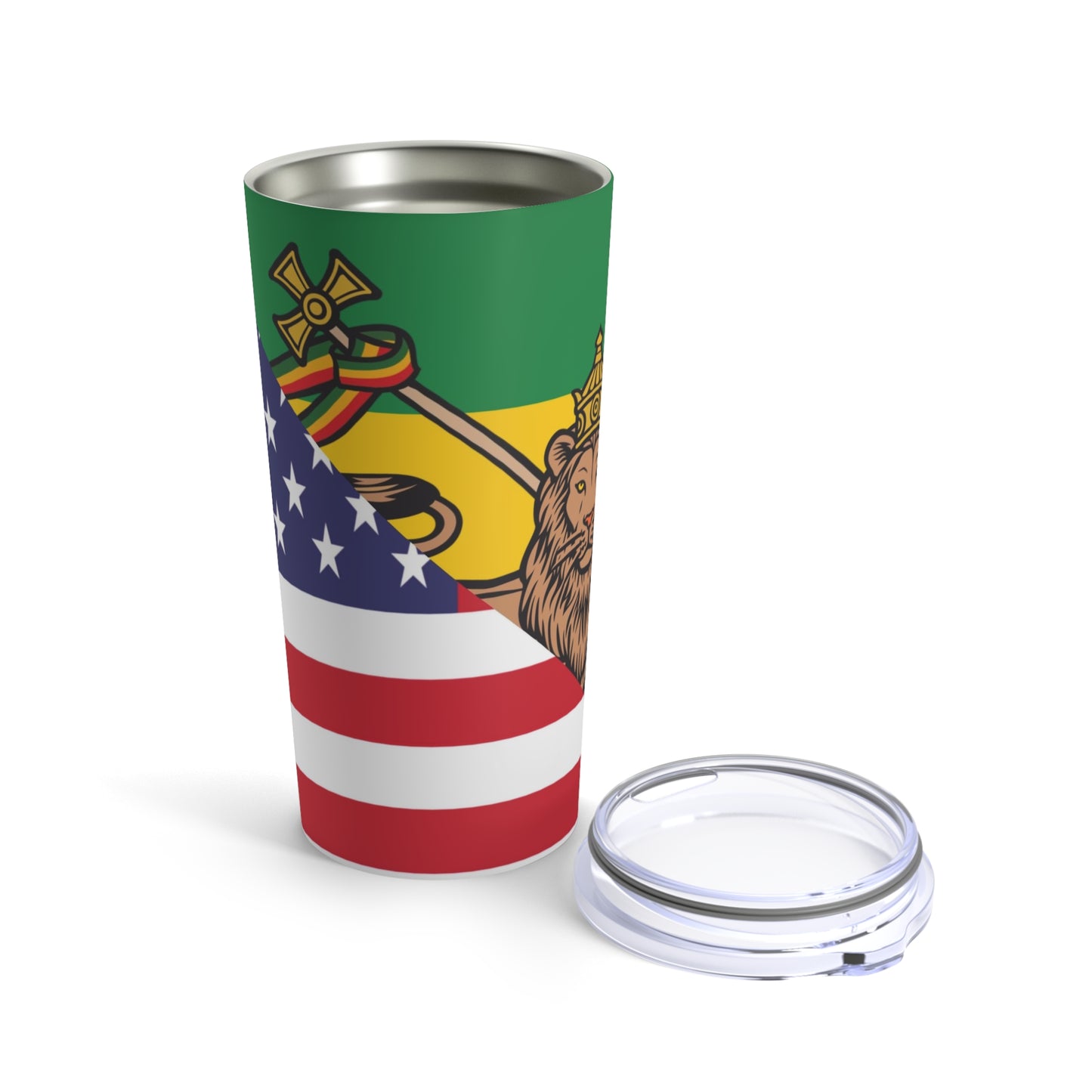 Ethiopian American Lion of Judah Flag Ethiopia USA Tumbler 20oz