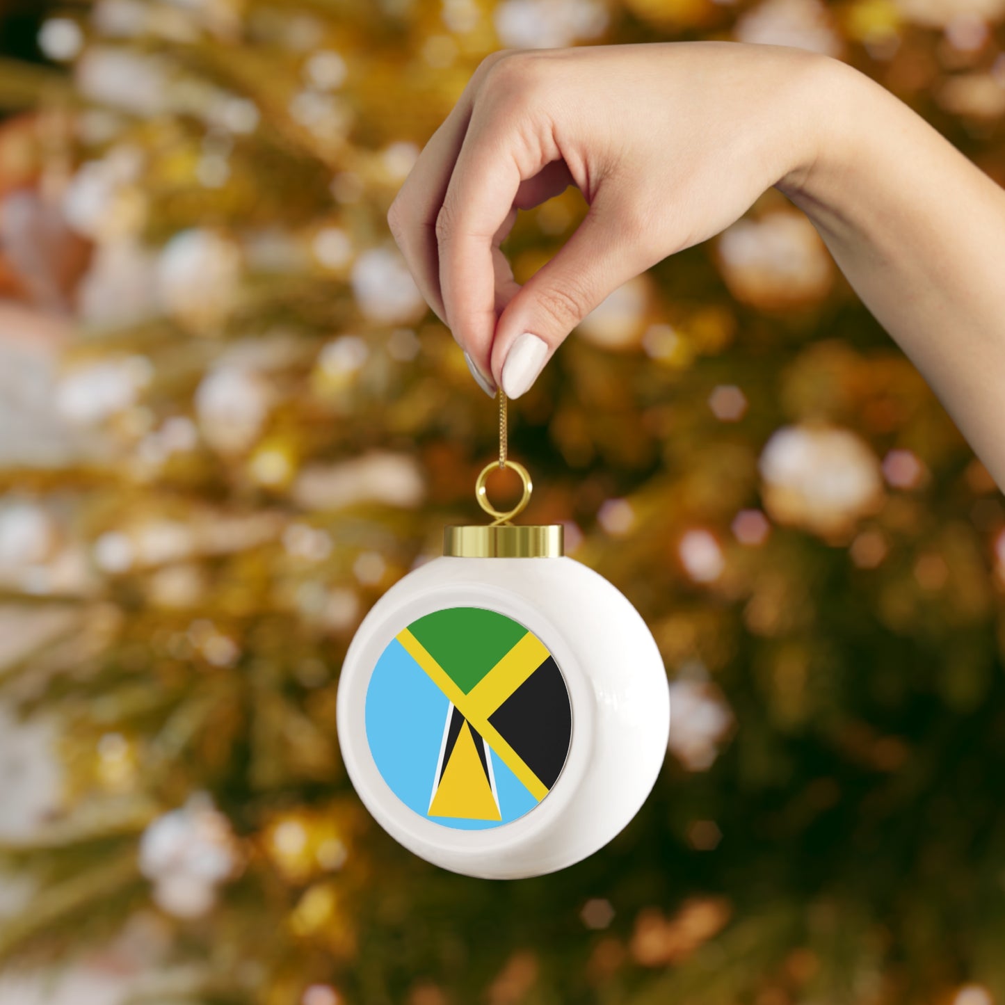 Jamaica St Lucia Flag Jamaican Christmas Tree Ball Ornament