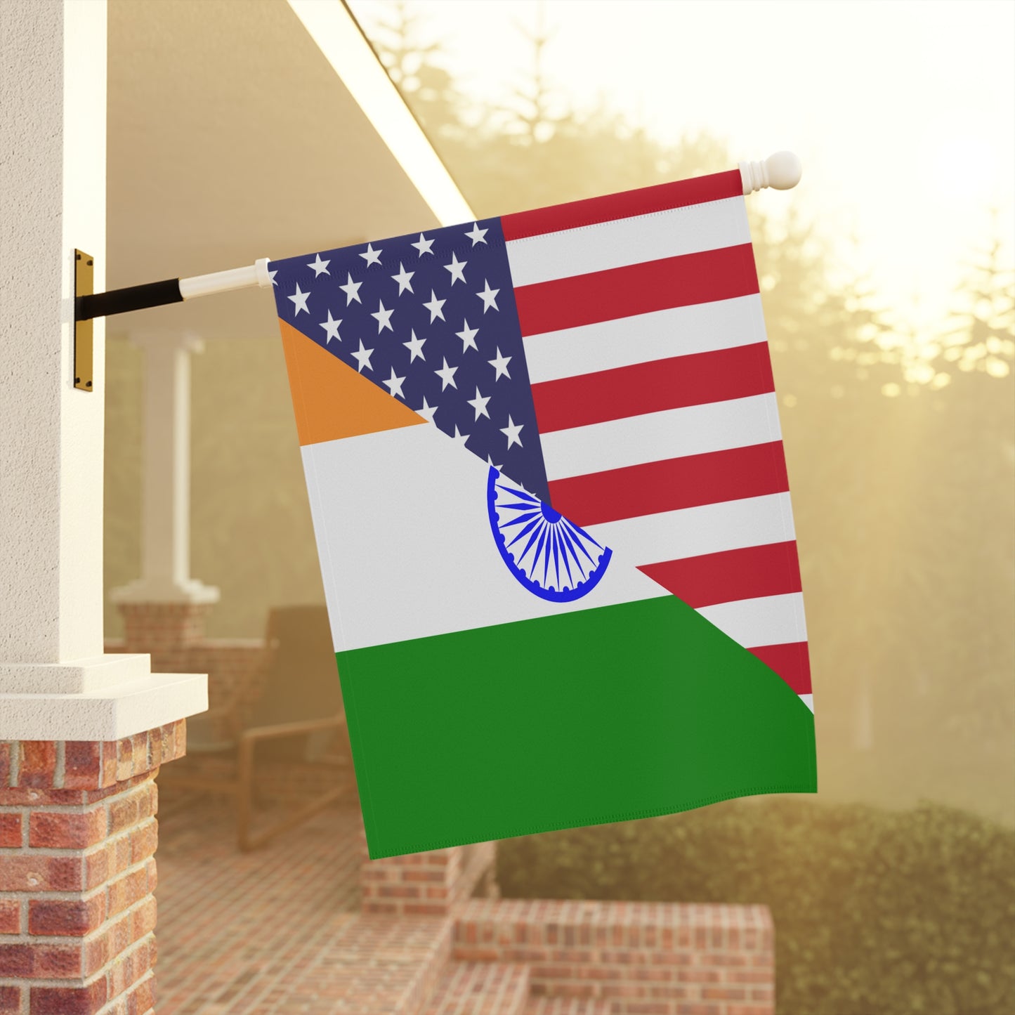 Indian American Flag India USA Garden & House Banner