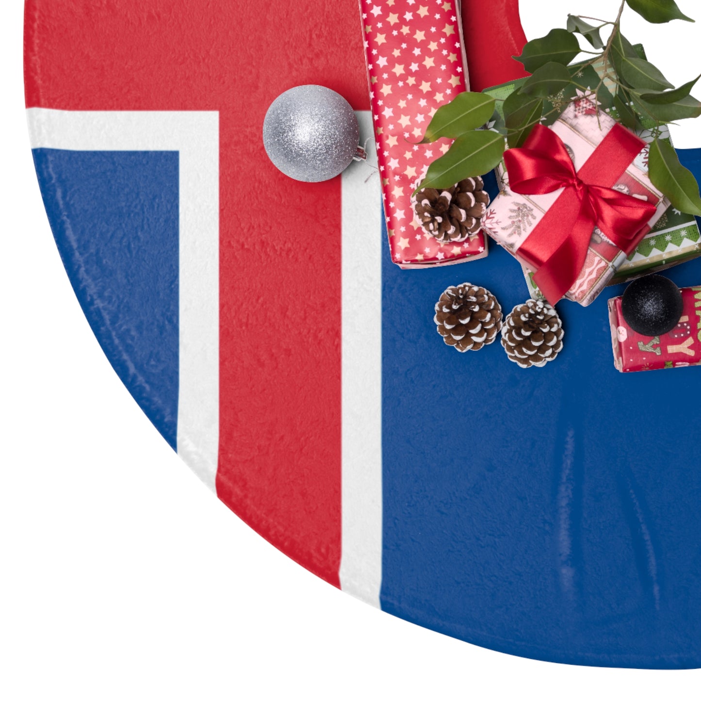 Iceland American Flag Icelander USA Christmas Tree Skirt