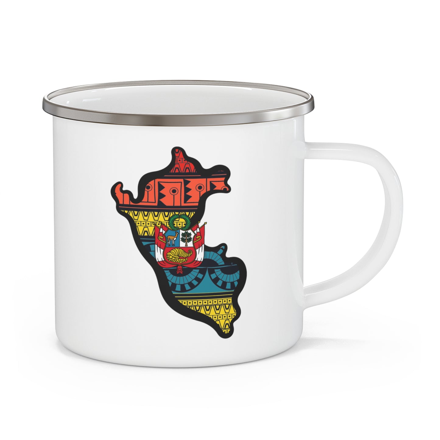 Peru Tribal Coat of Arms Peruvian 12oz Enamel Mug