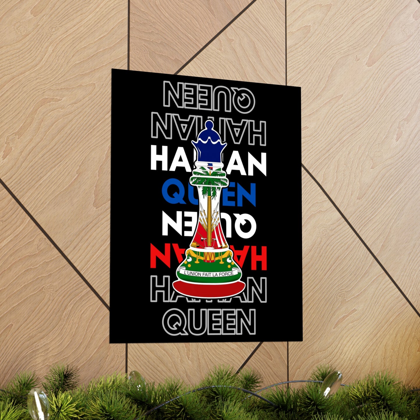 Haitian Queen Chess Piece Text | Haiti Flag Premium Matte Poster