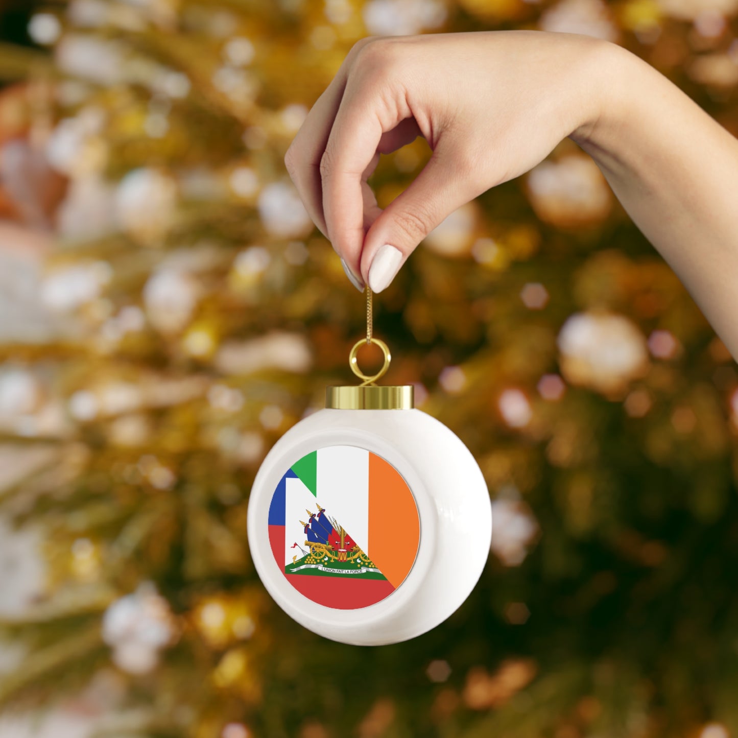 Haitian Irish Flag Half Haiti Ireland Christmas Tree Ball Ornament