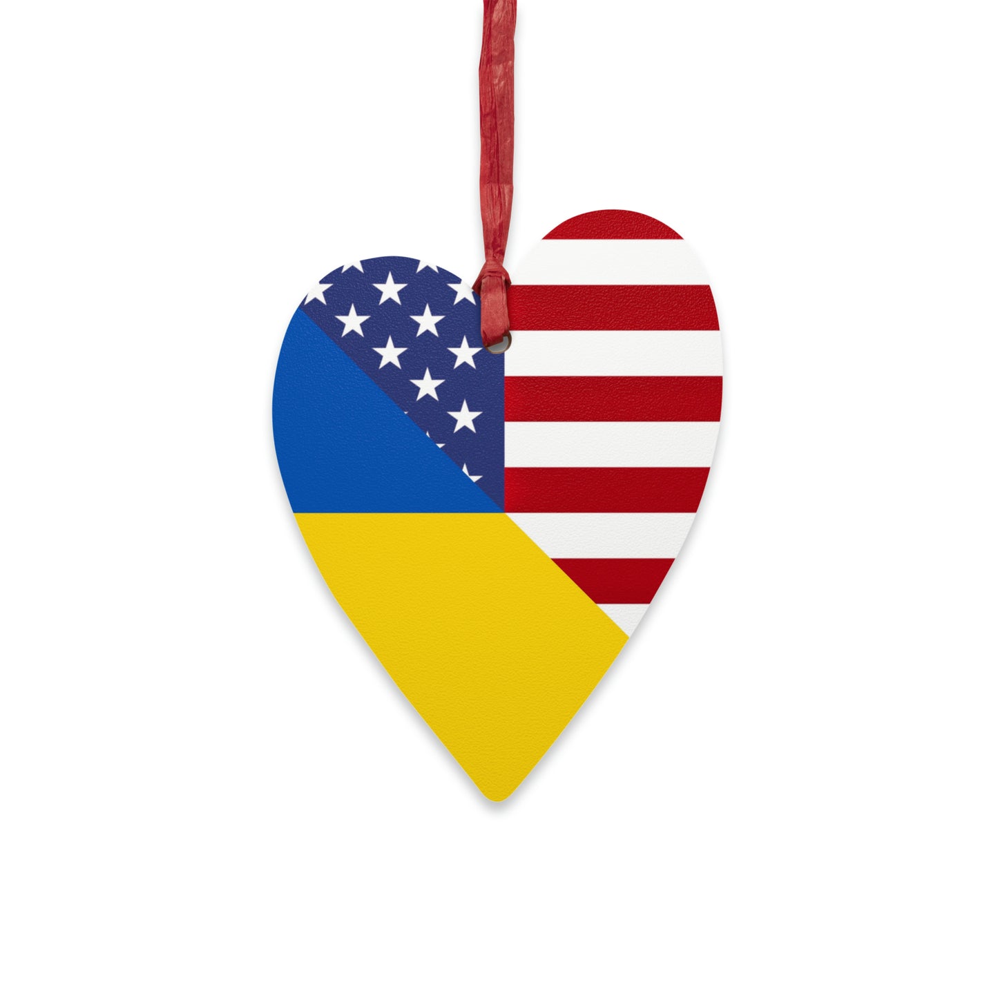 Ukrainian American Flag | Half Ukraine USA Wooden Ornament