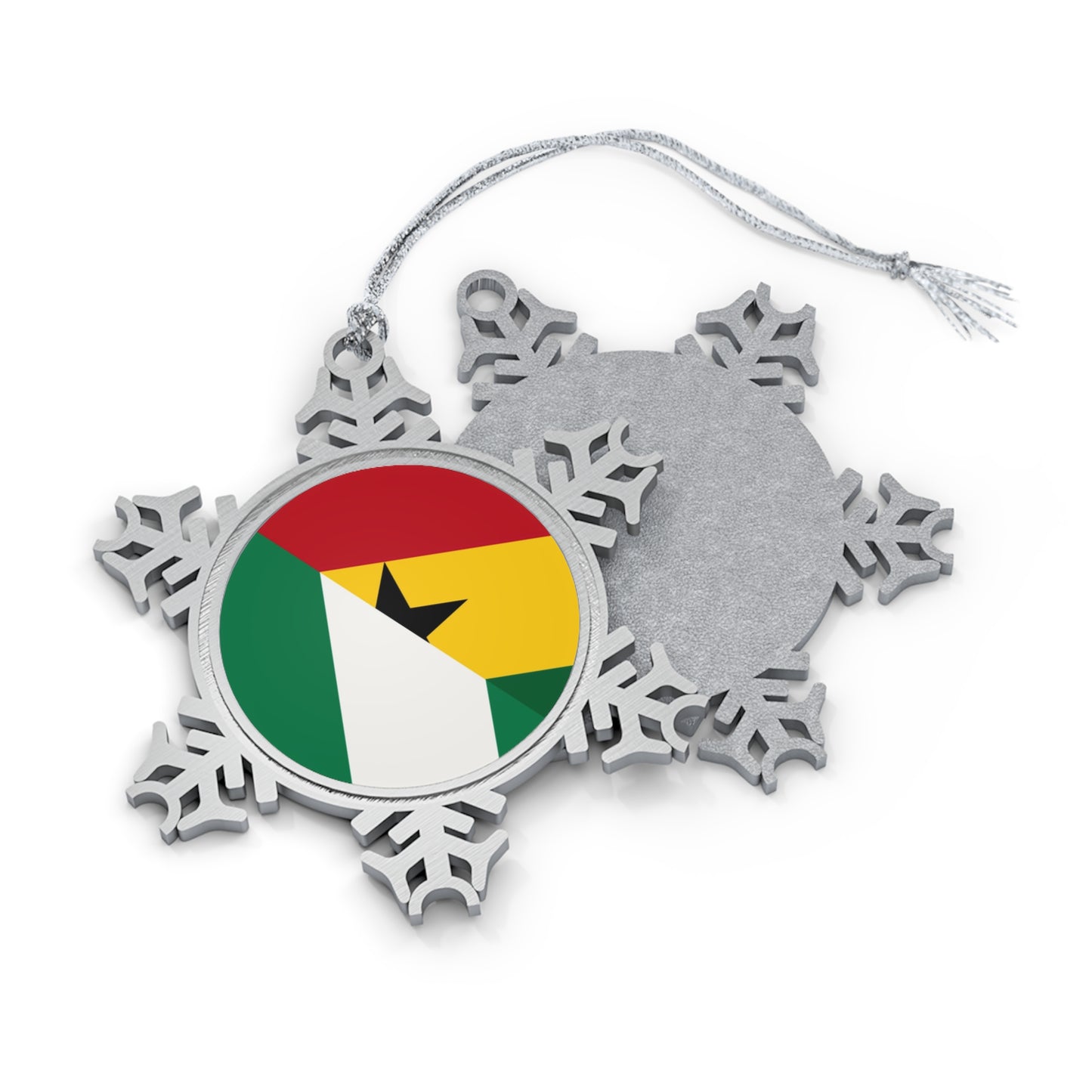 Nigerian Ghanaian Flag Nigeria Ghana Naija Pewter Snowflake Ornament