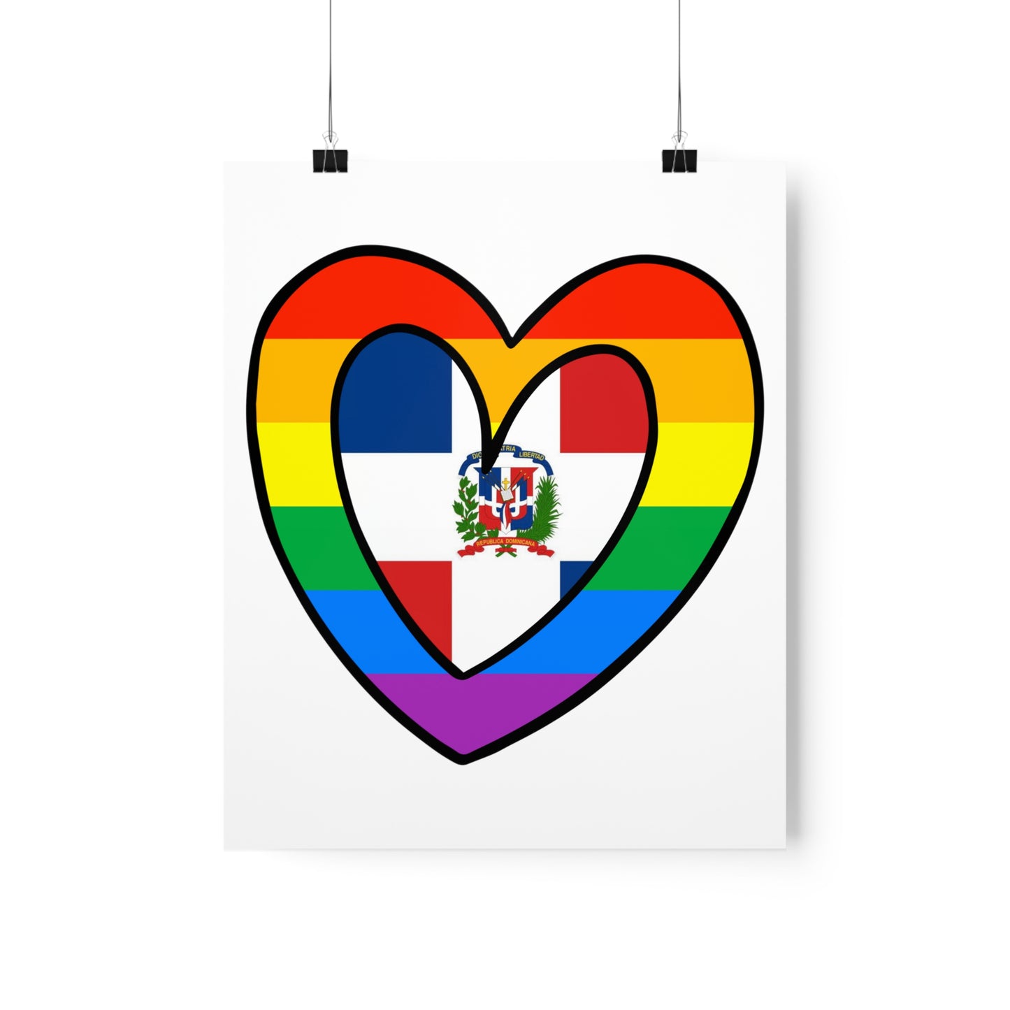 Dominican Rainbow Flag Heart DR Pride Month Premium Matte Poster