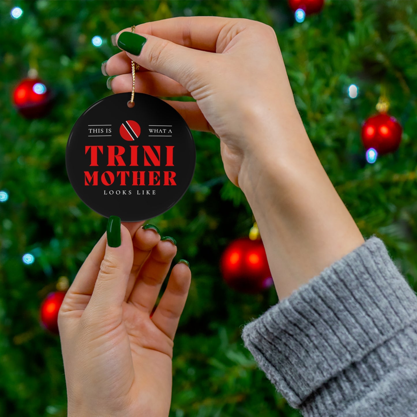 Trini Mom Looks Like Trinidad Mother Ceramic Ornament | Christmas Tree Ornaments