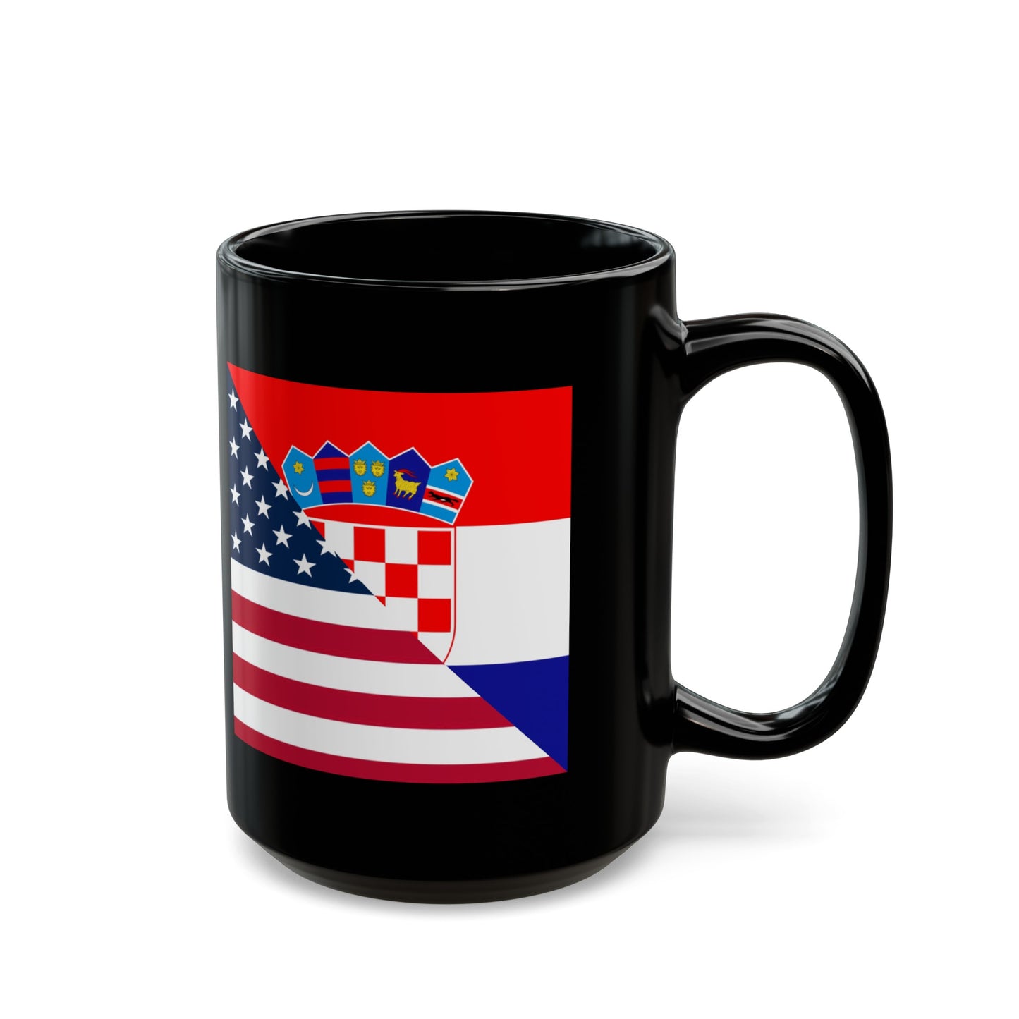 Croatian American Flag Croatia USA Black Mug (11oz, 15oz)