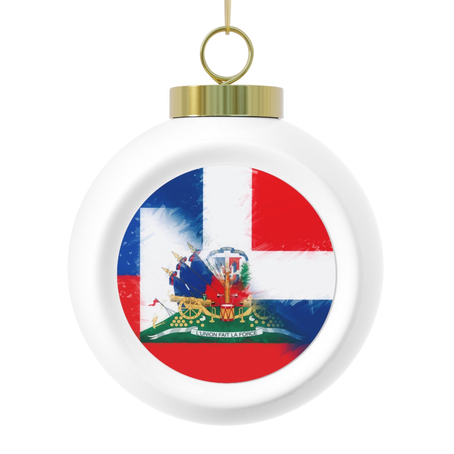 Haiti Dominican Republic Flag | Hispaniola DR Half Haitian Dominican Flag Christmas Tree Ball Ornament