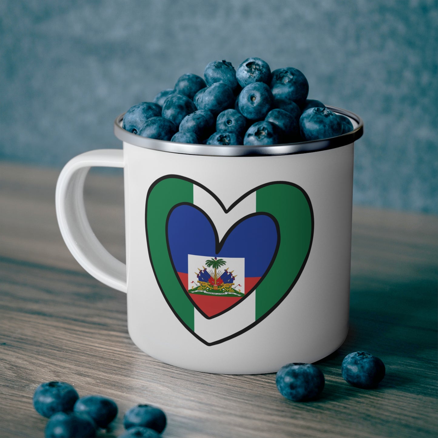 Nigerian Haitian Flag Inner Heart Nigeria Haiti  12oz Enamel Mug