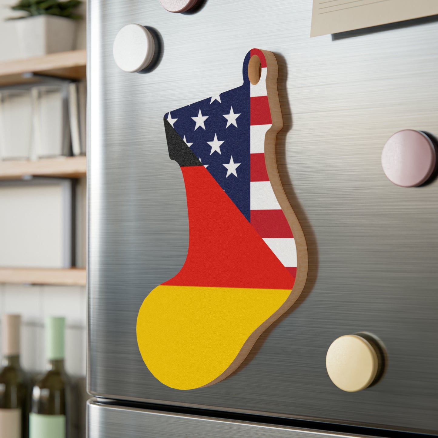 German American Flag Germany USA Wooden Ornament