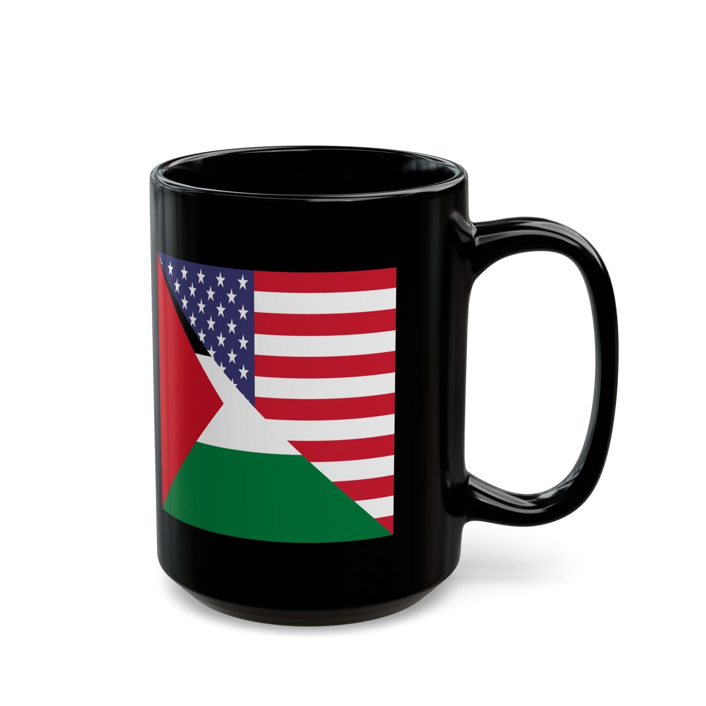 Palestine USA Flag Palestinian American Black Mug (11oz, 15oz)