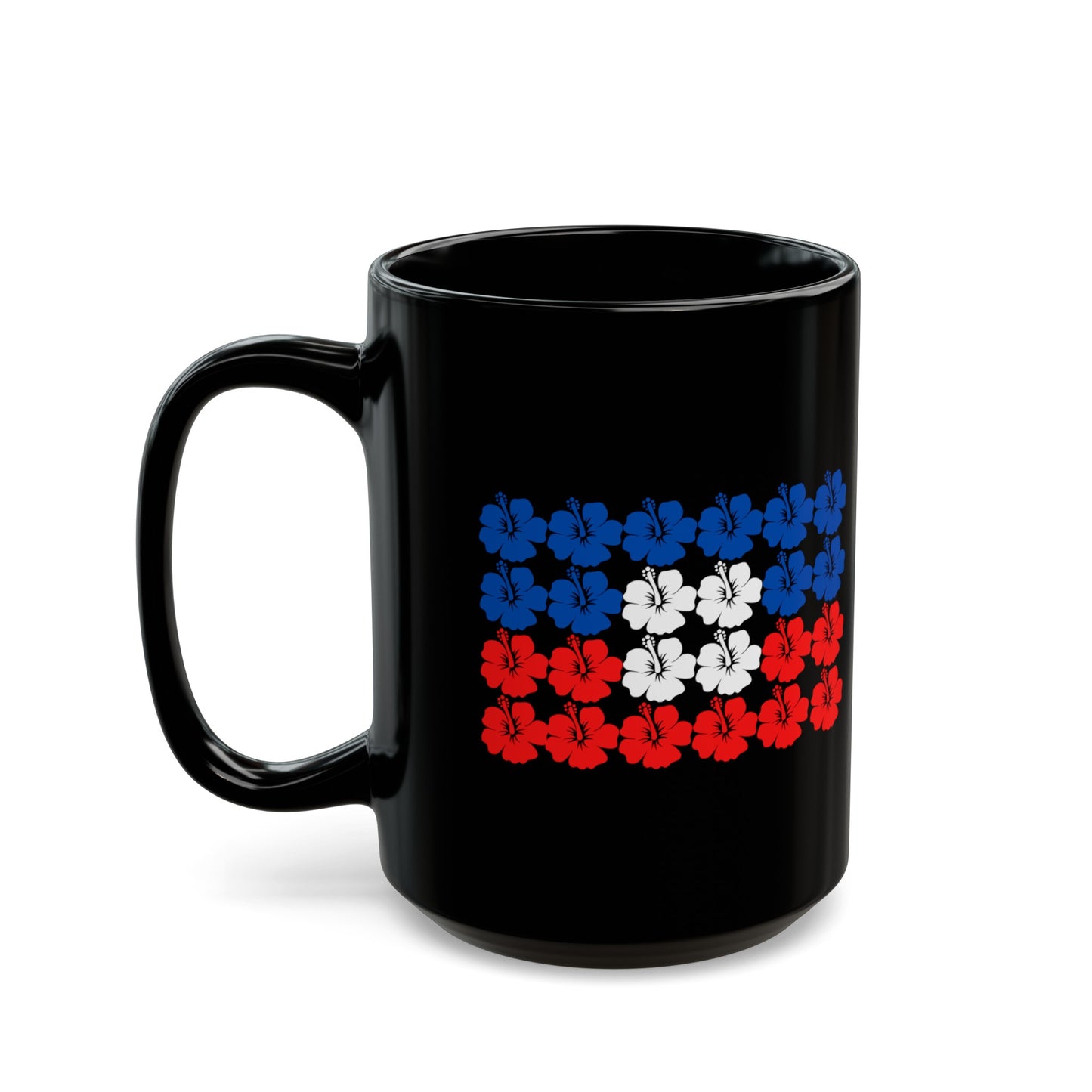 Hibiscus Haitian Flag Haiti Black Mug (11oz, 15oz)