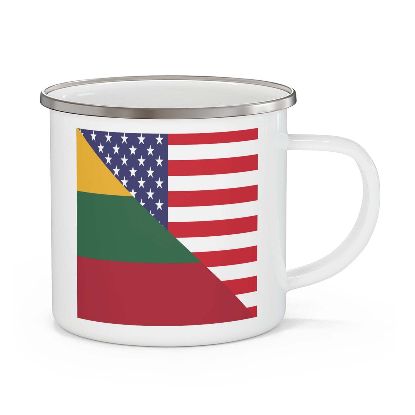 Lithuanian American Flag Lithuania USA 12oz Enamel Mug