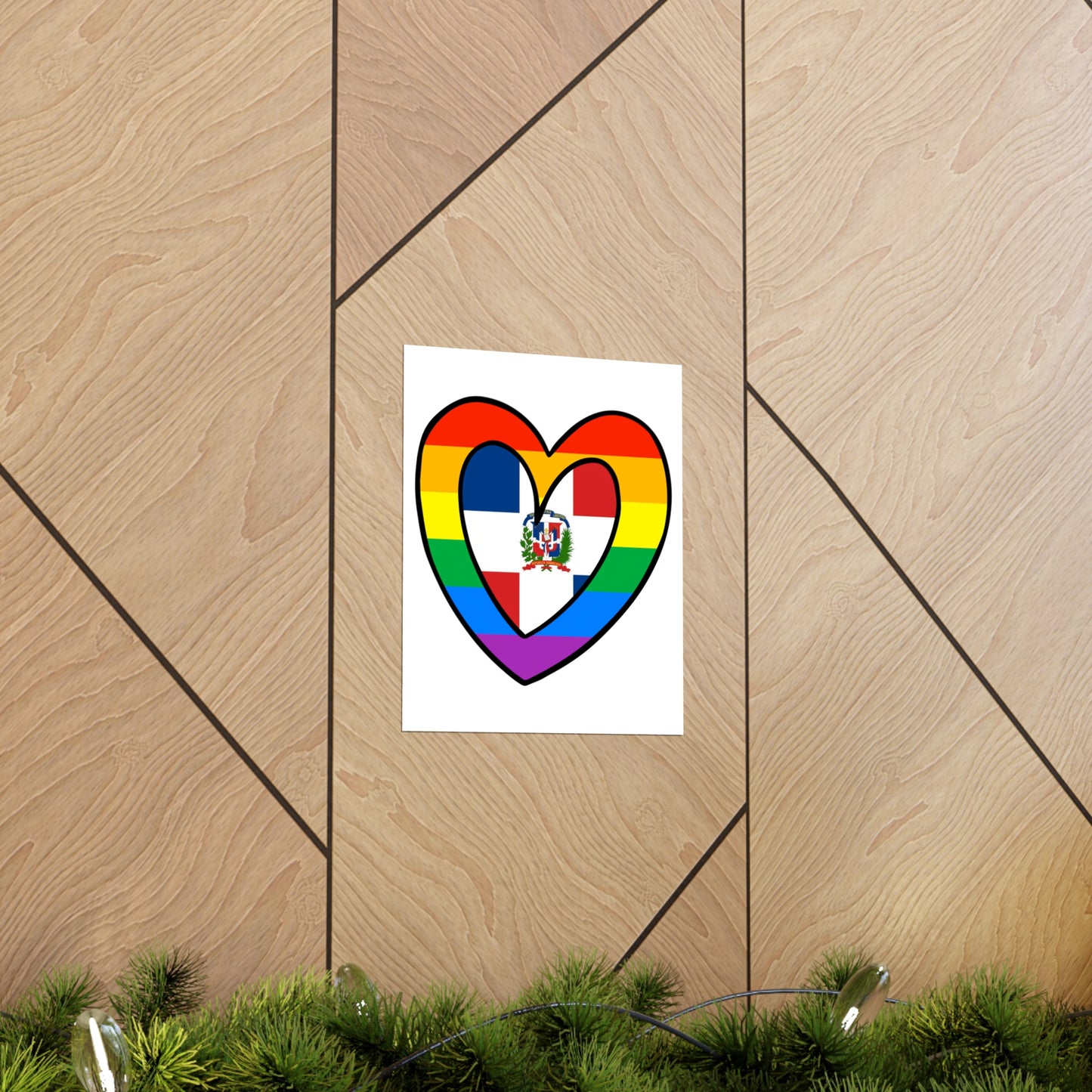 Dominican Rainbow Flag Heart DR Pride Month Premium Matte Poster