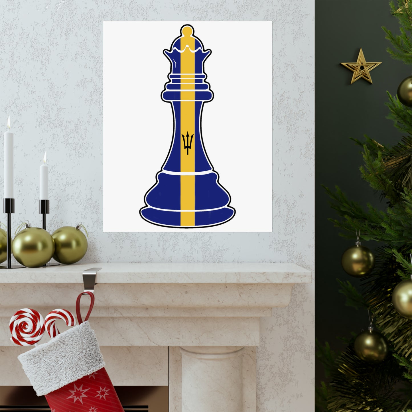 Bajan Queen Flag Chess Piece Barbados Premium Matte Poster