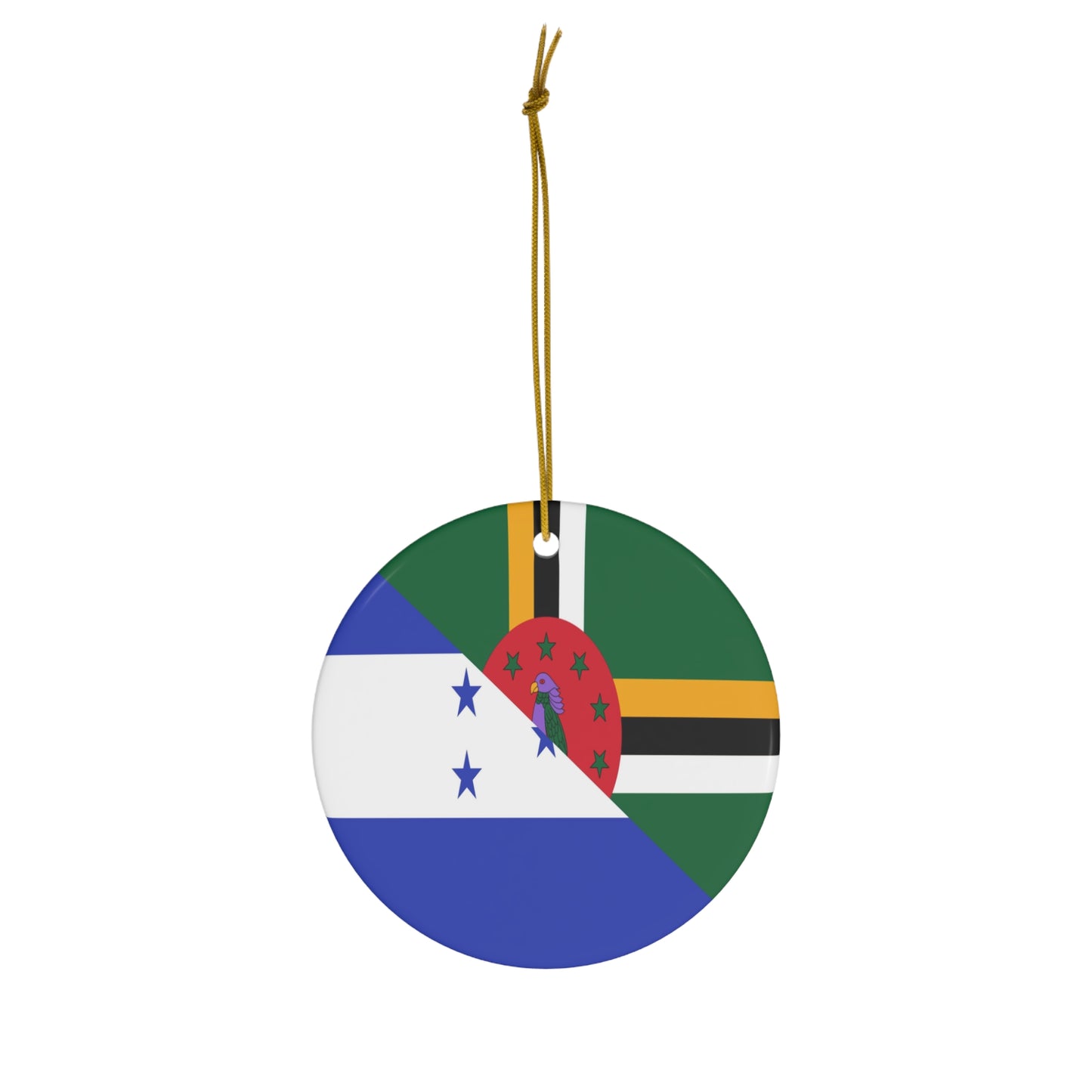 Dominica Honduras Half Honduran Dominican Flag Ceramic Ornament | Christmas Tree Ornaments