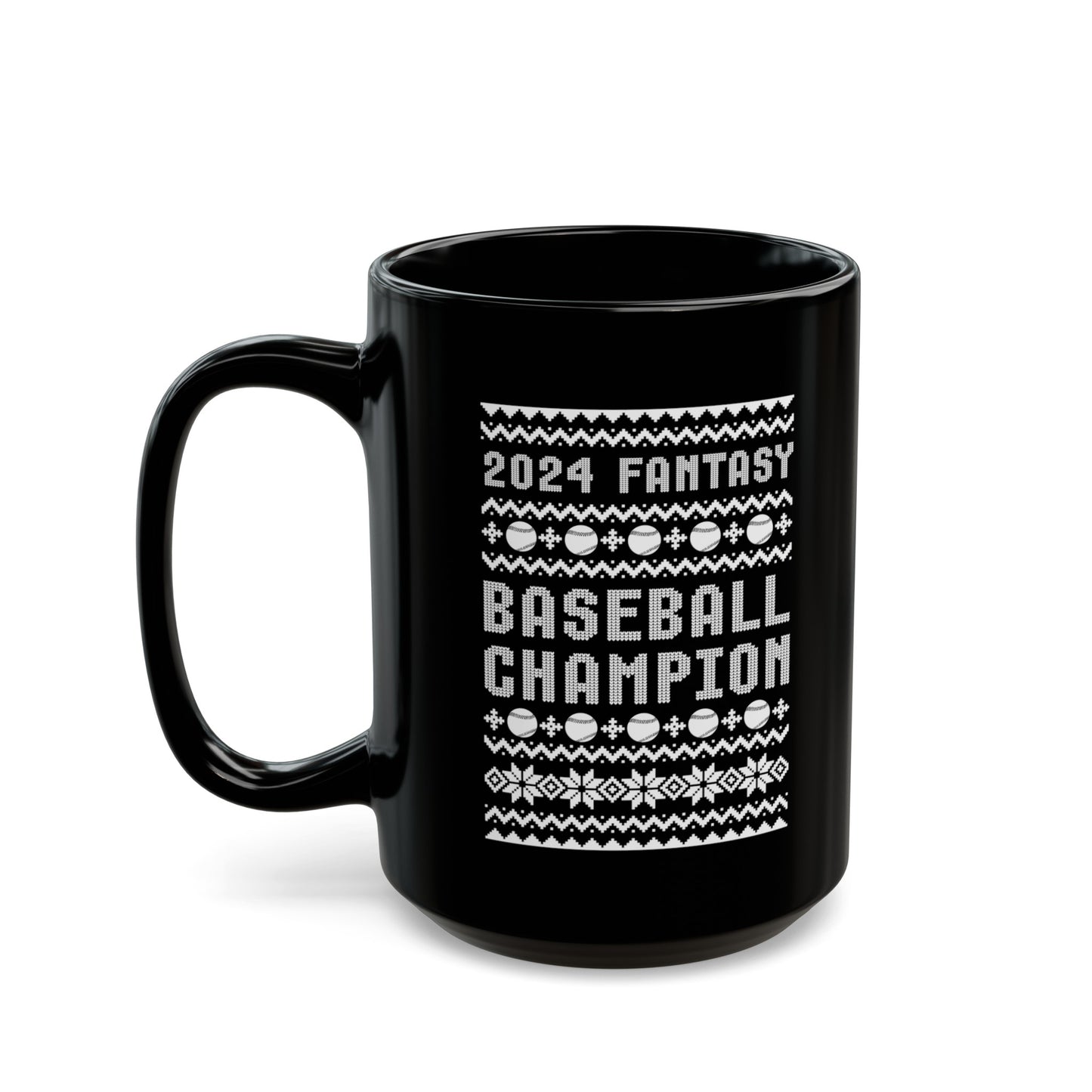 2024 Fantasy Baseball Champ Ugly Christmas Black Mug (11oz, 15oz)