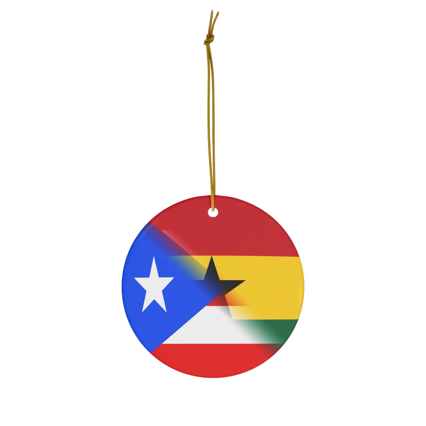 Puerto Rican Ghanaian Flag PR Ghana Ceramic Ornament | Christmas Tree Ornaments