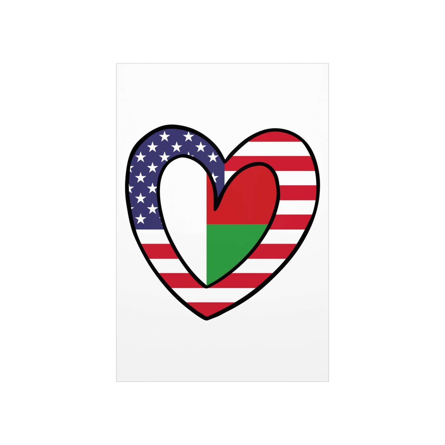 Madagascar American Heart Valentines Day Wedding Gift Half Madagascan USA Flag Premium Matte Poster