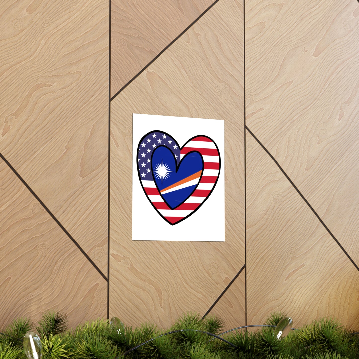 Marshal Islands American Heart Valentines Day Wedding Gift Half Flag Premium Matte Poster