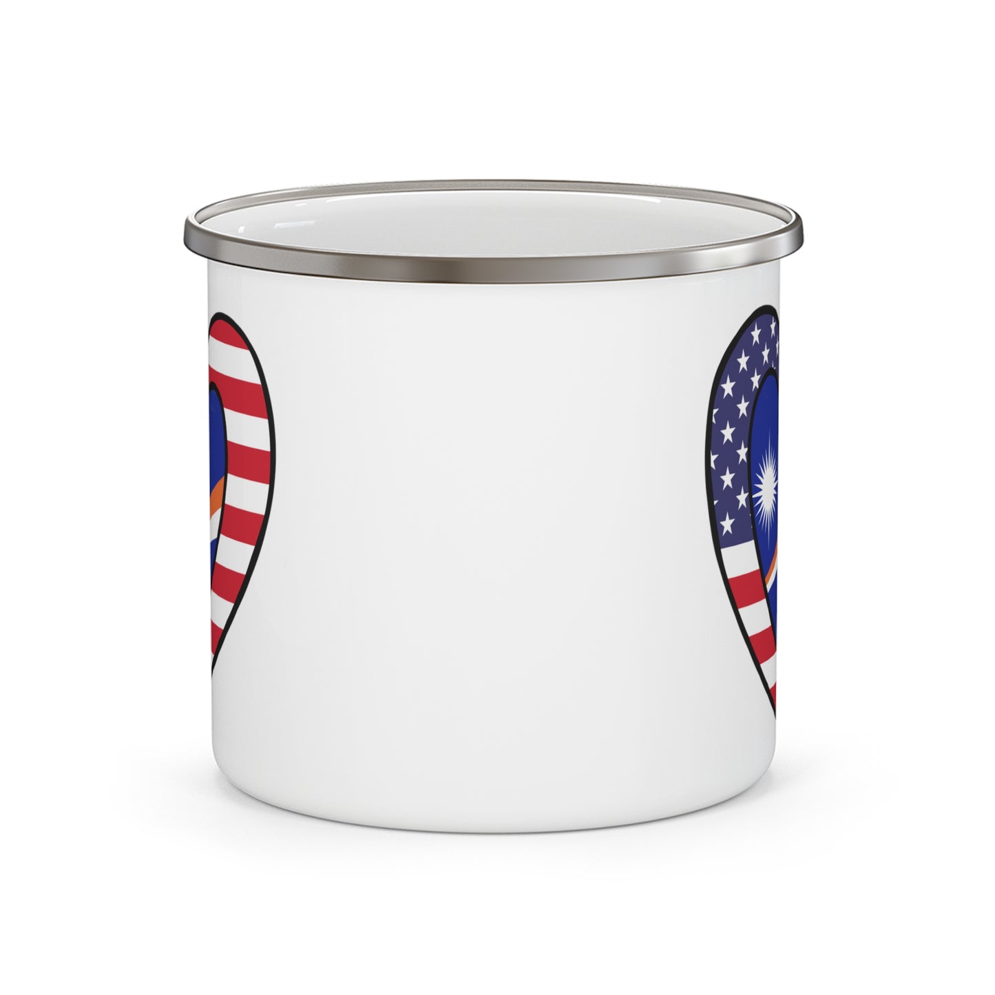 Marshal Islands American Heart Valentines Day Wedding Gift Half Flag 12oz Enamel Mug