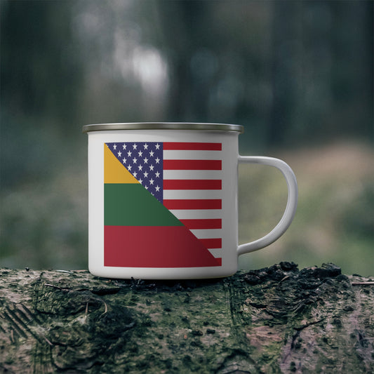 Lithuanian American Flag Lithuania USA 12oz Enamel Mug