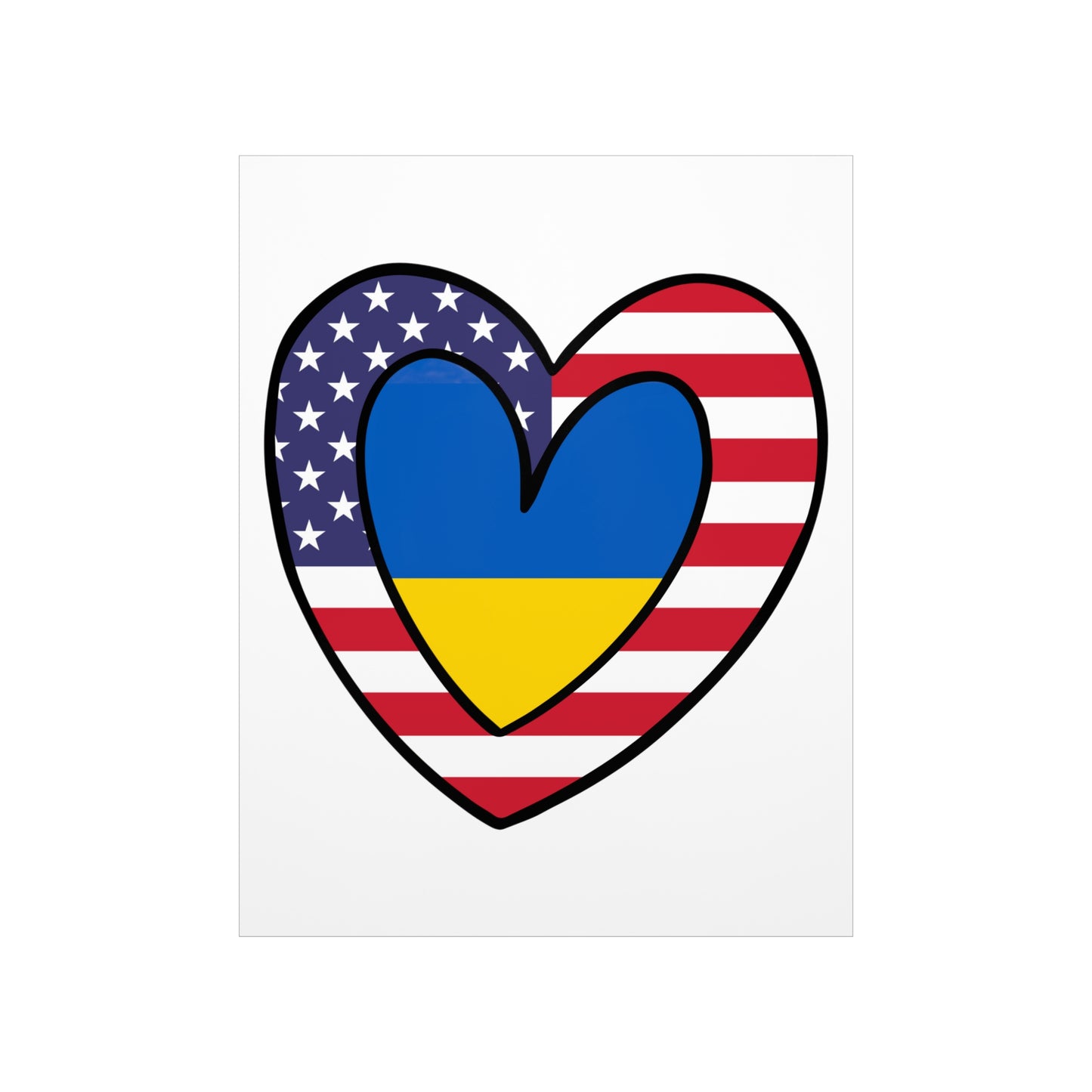 American Ukrainian Flag Inner Heart USA Ukraine  Premium Matte Poster