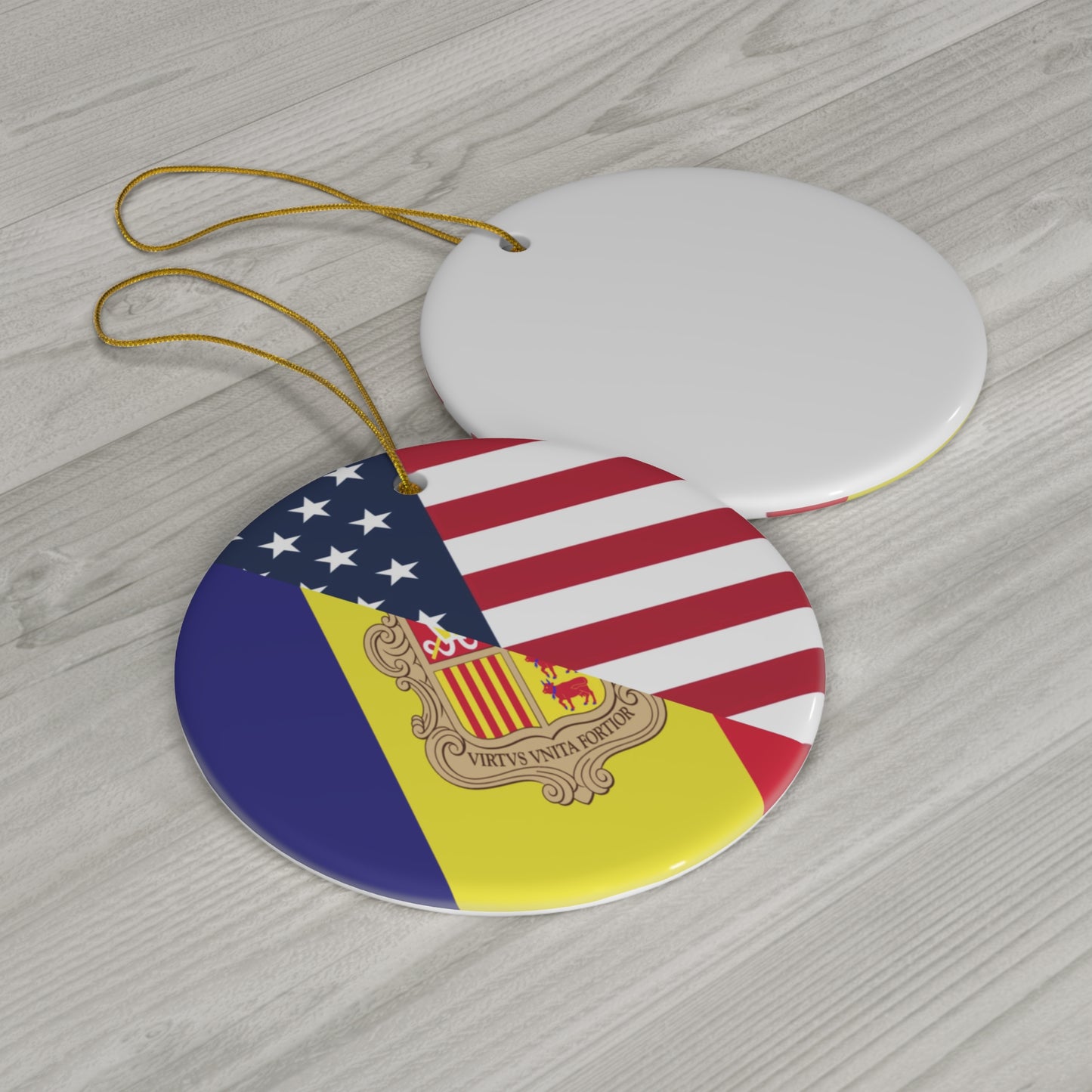 Andorra American Flag Andorran USA Ceramic Ornament | Christmas Tree Ornaments