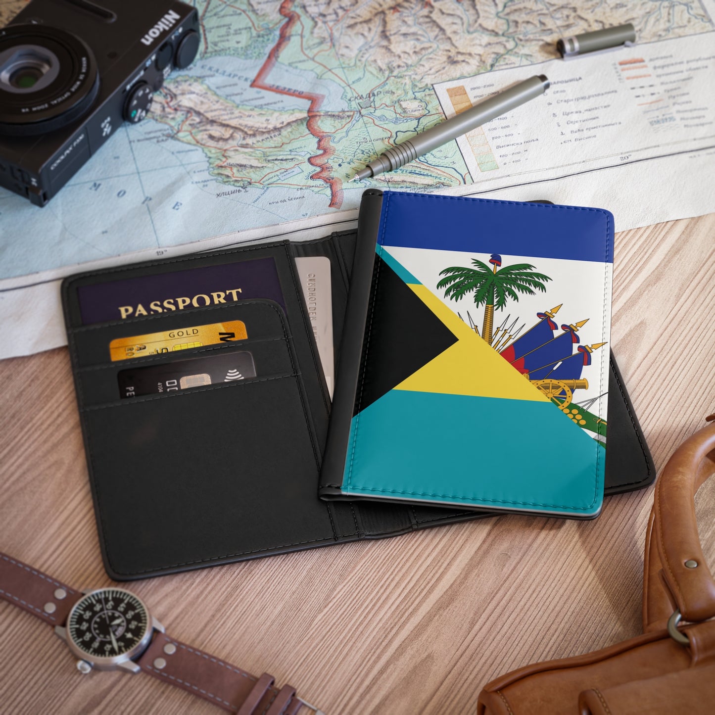 Bahamas Haiti Flag Bahamian Haitian Passport Cover