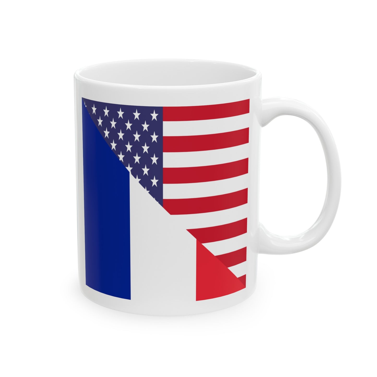 French American Flag France USA Ceramic Mug 11oz, 15oz Cup