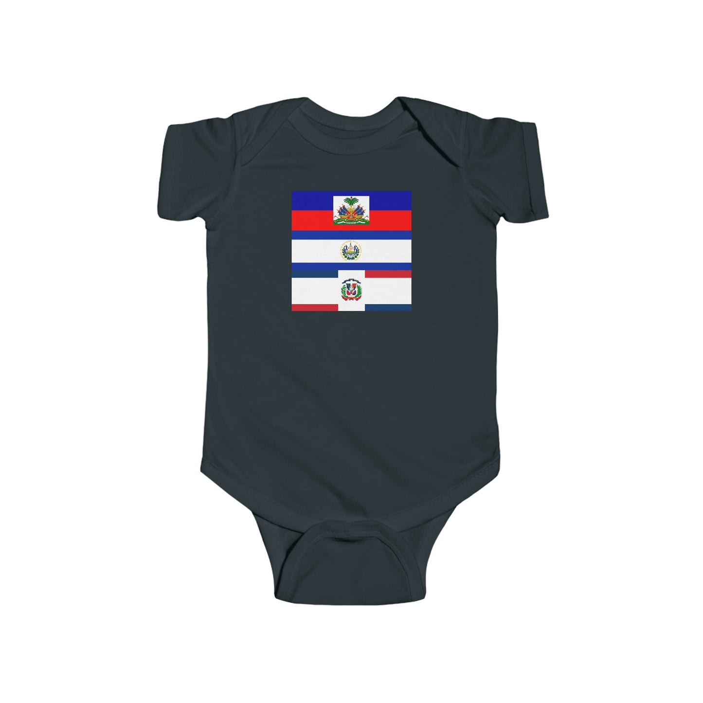 Haitian Salvadorian Dominican Flag Baby Bodysuit