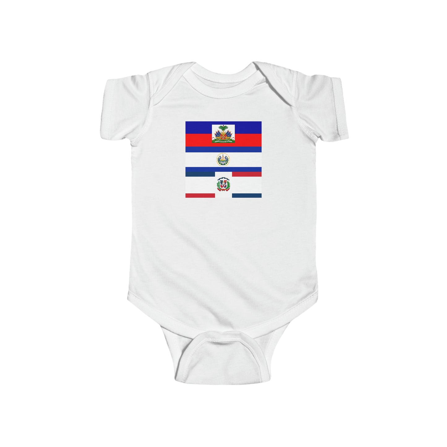 Haitian Salvadorian Dominican Flag Baby Bodysuit