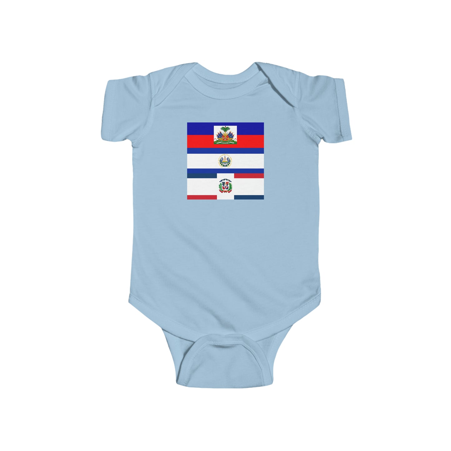 Haitian Salvadorian Dominican Flag Baby Bodysuit