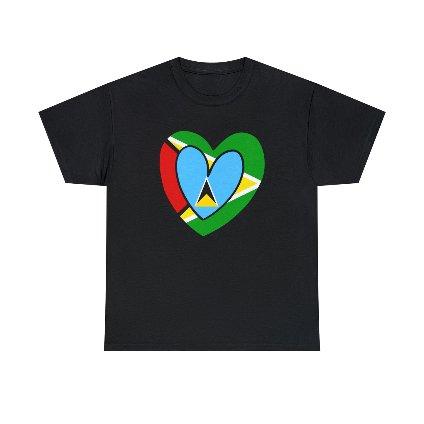 St Lucian Guyanese Heart Flag Guyana T-Shirt | Unisex Tee Shirt