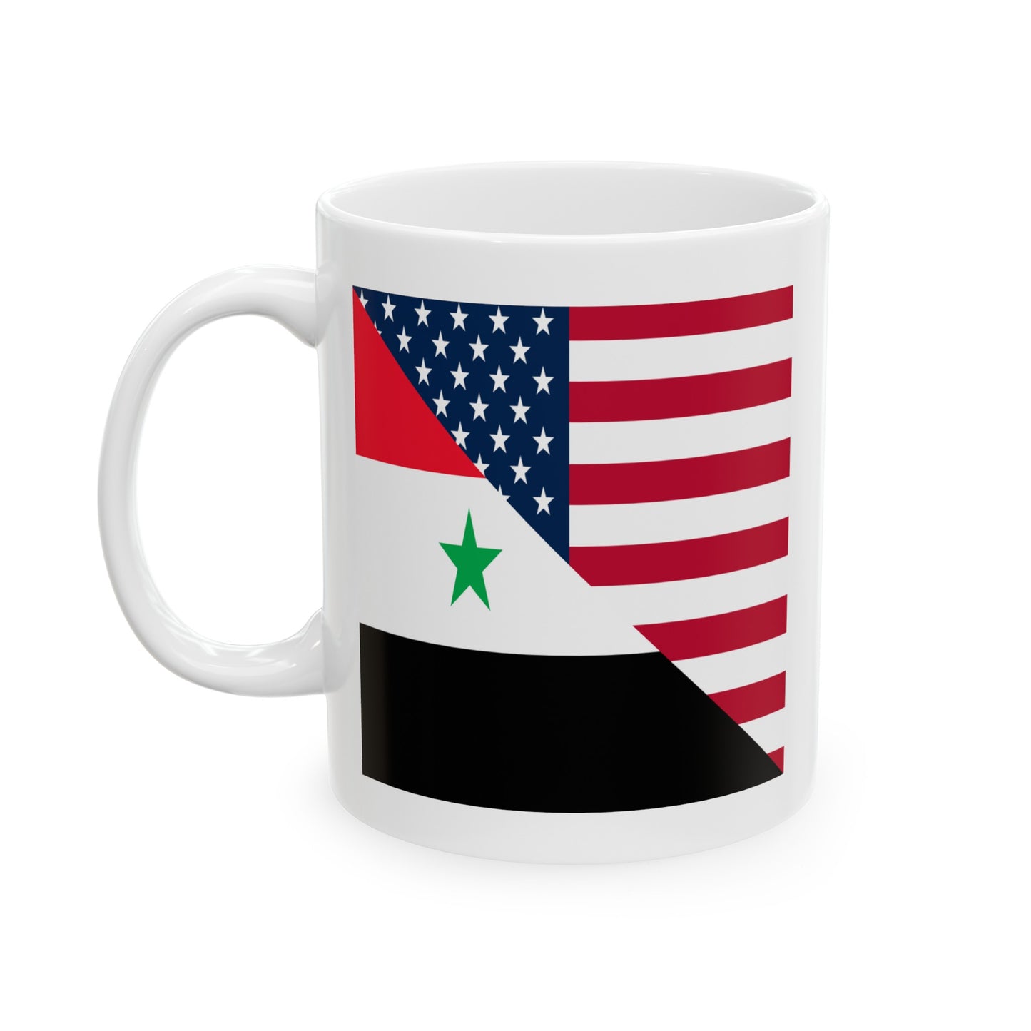 Syrian American Flag Half Syria USA Ceramic Mug 11oz, 15oz Cup