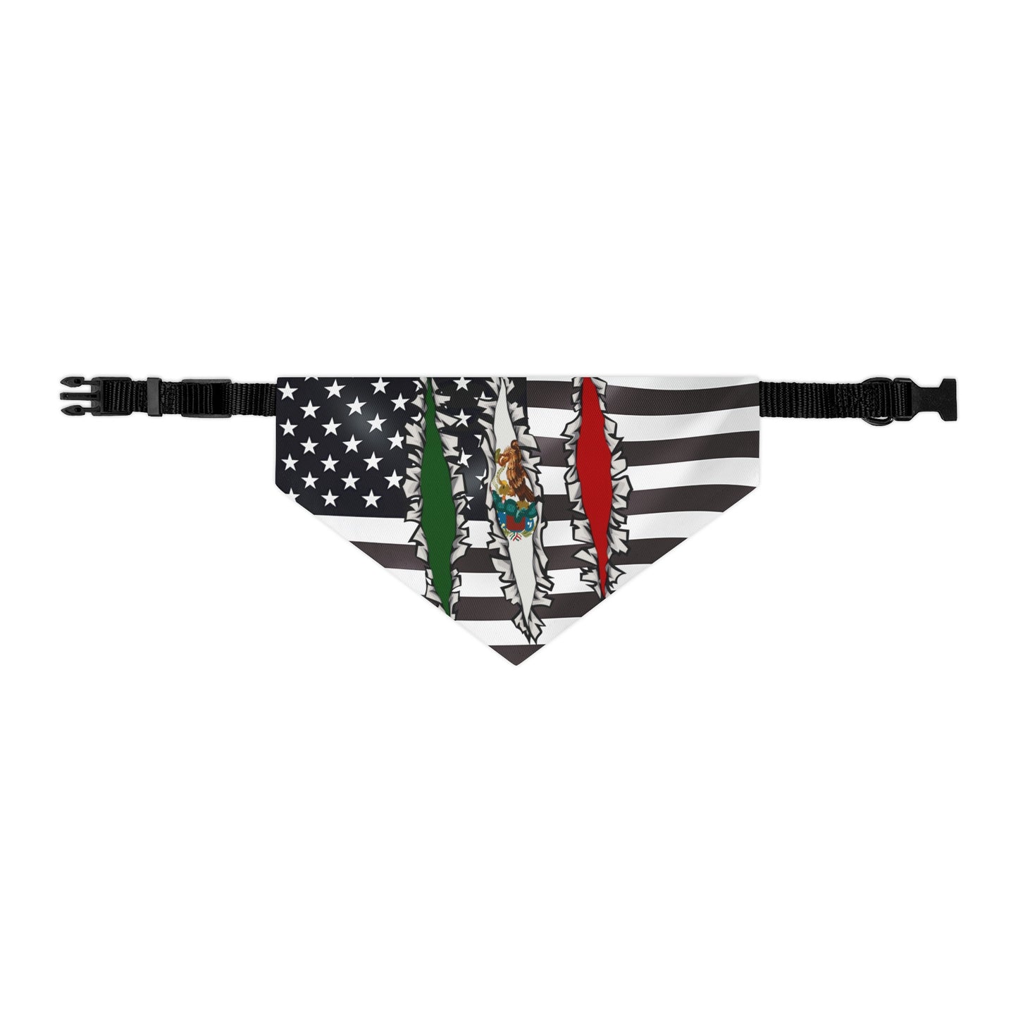 Mexican American Slashed Flag Pet Bandana Collar | USA US Mexico Dog Cat