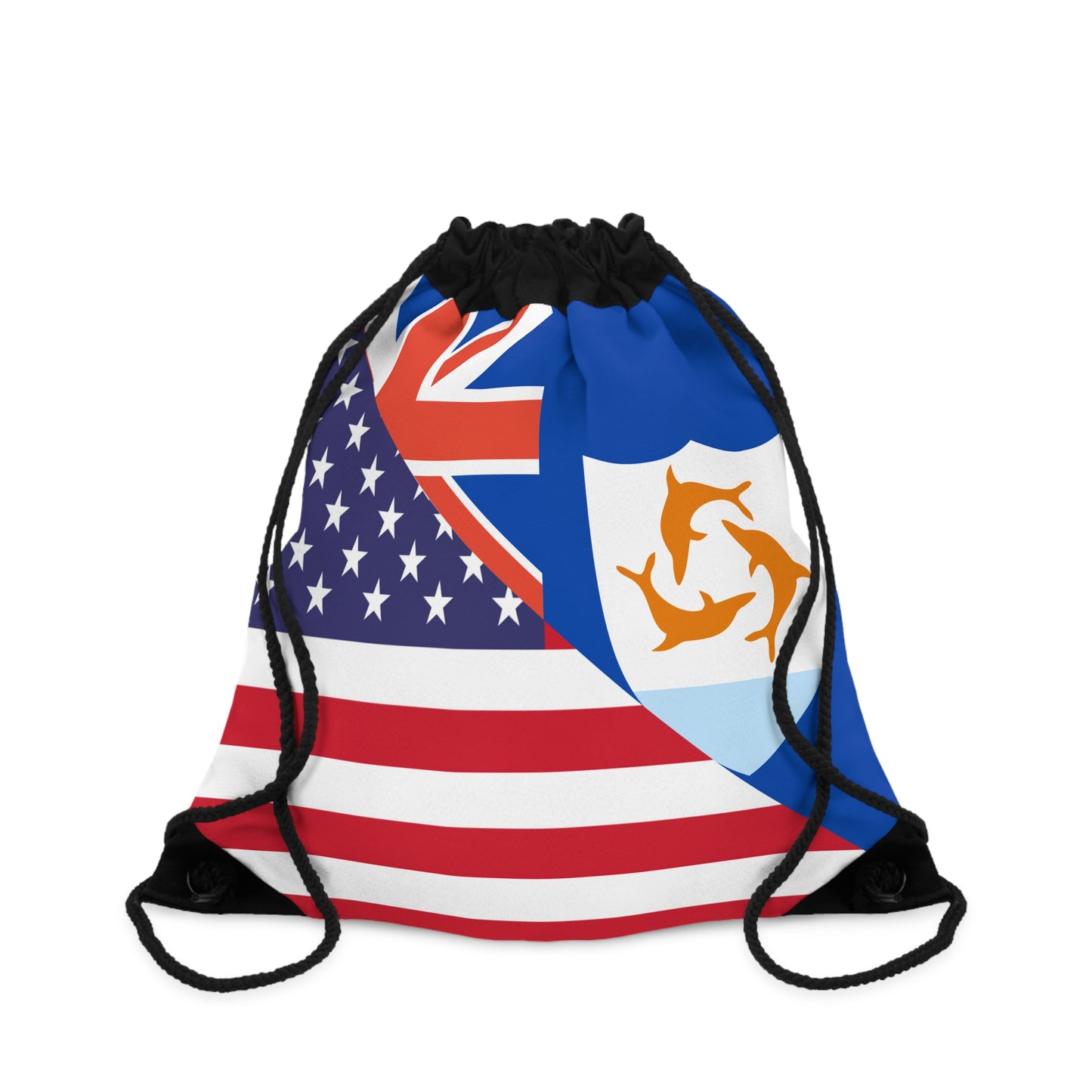 Anguillan American Flag Anguilla USA Drawstring Bag