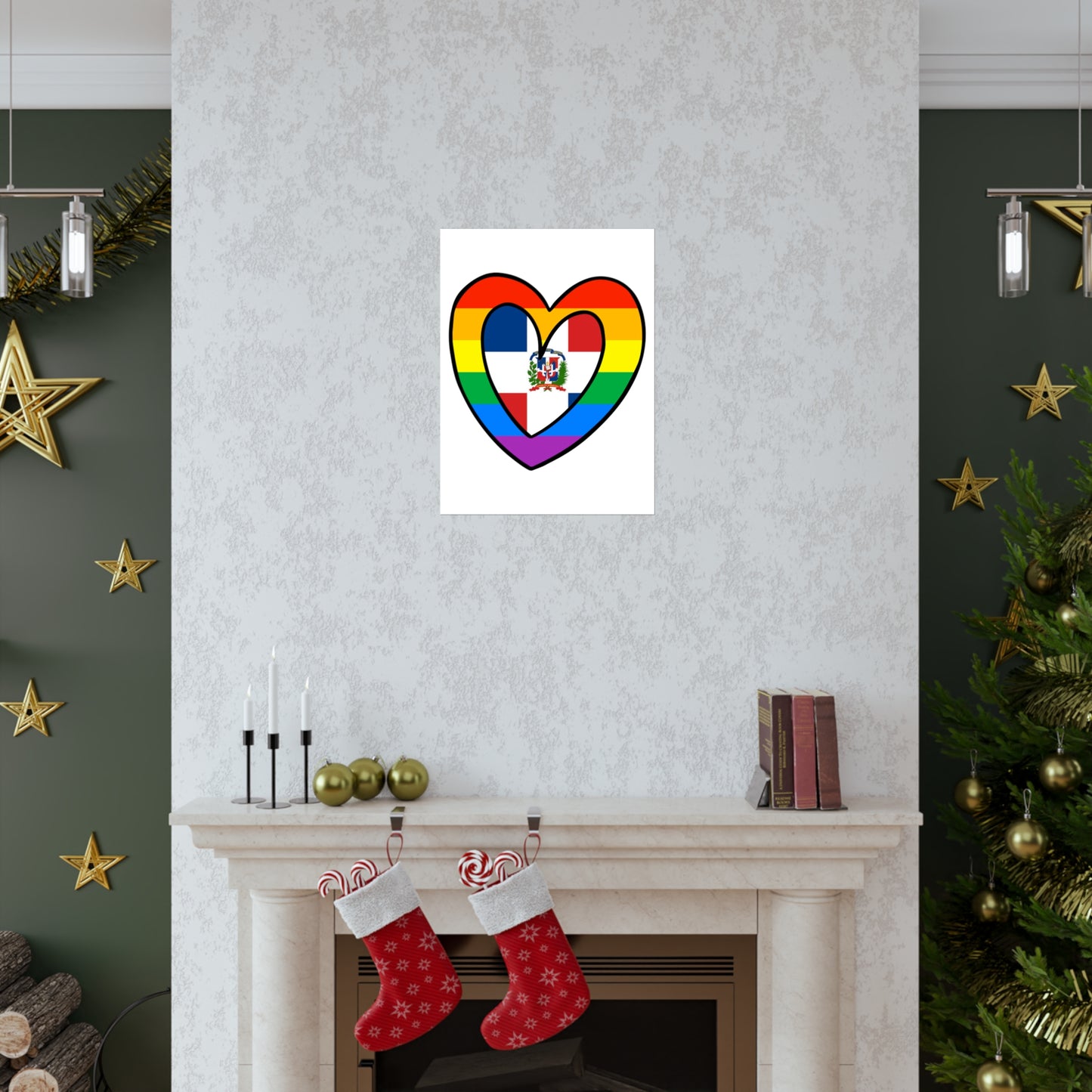 Dominican Rainbow Flag Heart DR Pride Month Premium Matte Poster