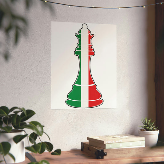 Italian Queen Flag Chess Piece Italy Premium Matte Poster