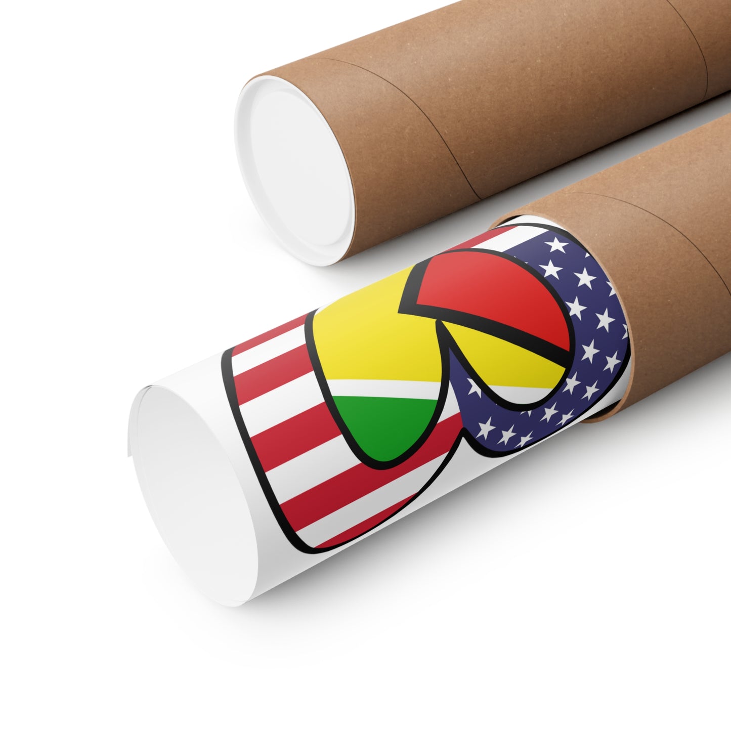 Guyanese American Heart Valentines Day Gift Half Guyana USA Flag Premium Matte Poster