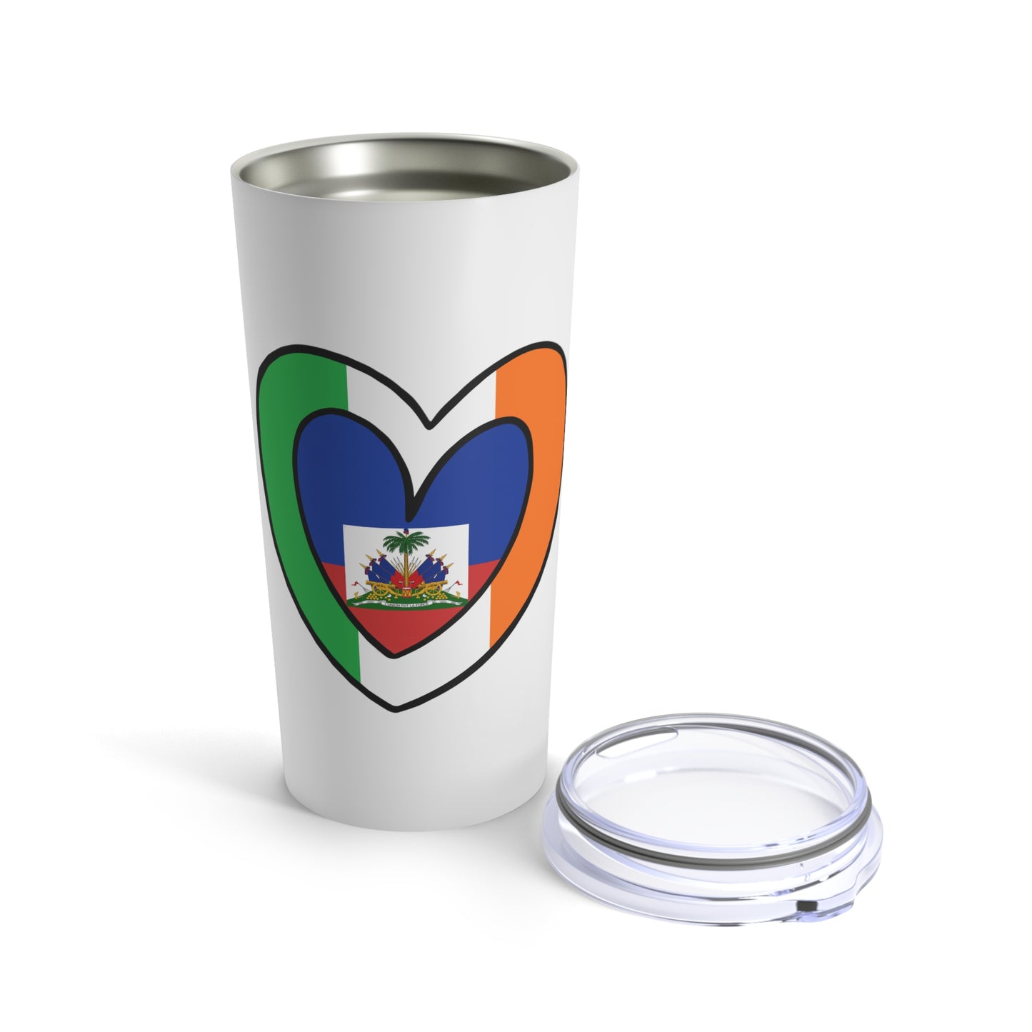 Haitian Irish Flag Heart Half Haiti Ireland Tumbler 20oz Beverage Container