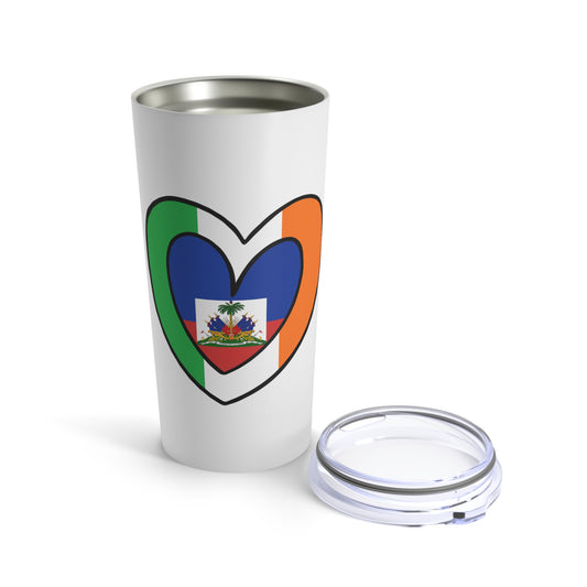 Haitian Irish Flag Heart Half Haiti Ireland Tumbler 20oz Beverage Container