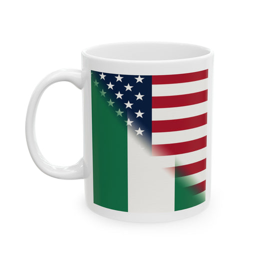 Nigerian American Flag Half Naija USA African Ceramic Mug 11oz, 15oz Cup