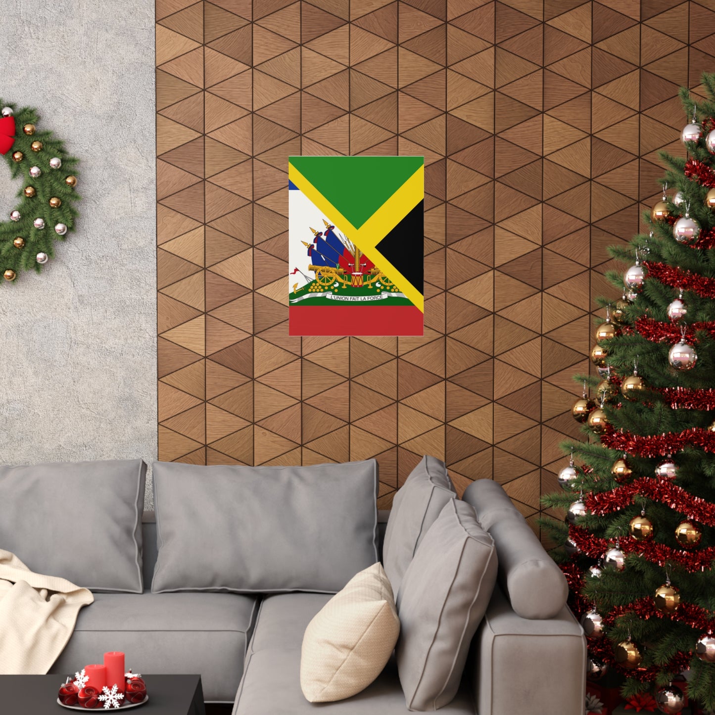 Haitian Jamaican Flag | Half Jamaica Haiti Premium Matte Poster