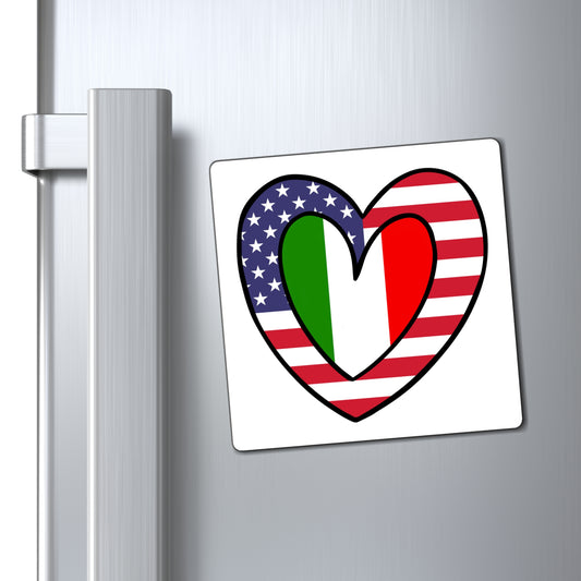 American Italian Flag Inner Heart USA Italy Magnet