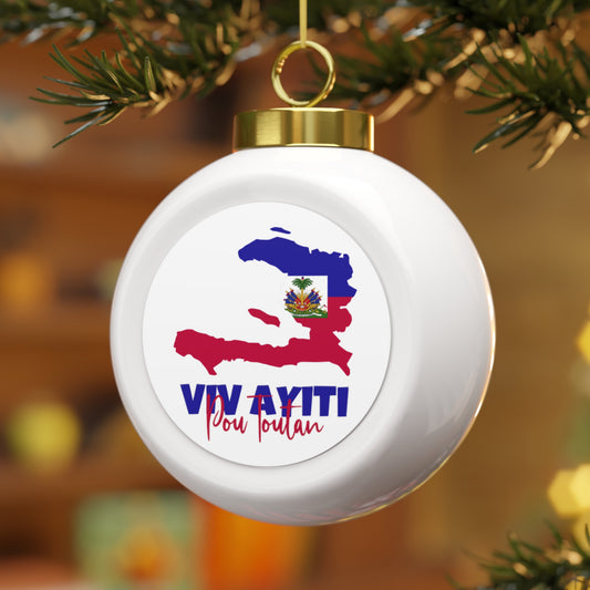 Viv Ayiti Pou Toutan Haitian Forever Haiti Christmas Tree Ball Ornament