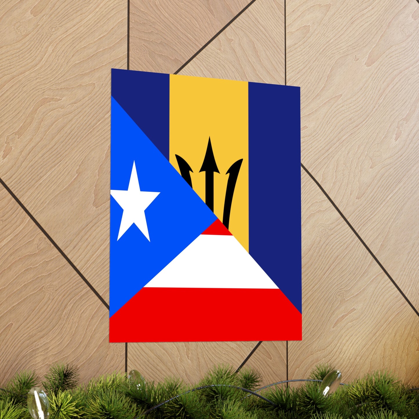 Bajan Puerto Rican Flag Puerto Rico Barbados Premium Matte Poster