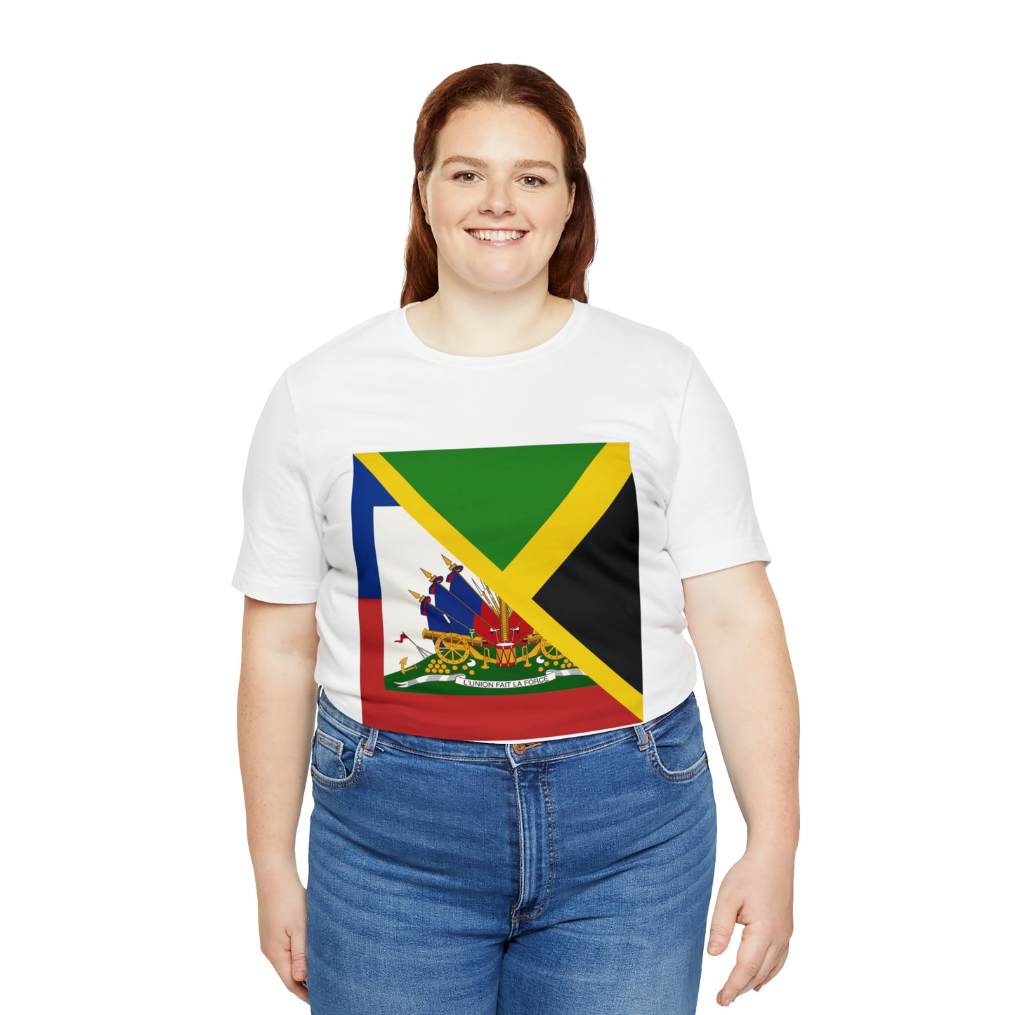 Half Haitian Jamaican Flag Tee | Haiti Jamaica Men Women Shirt