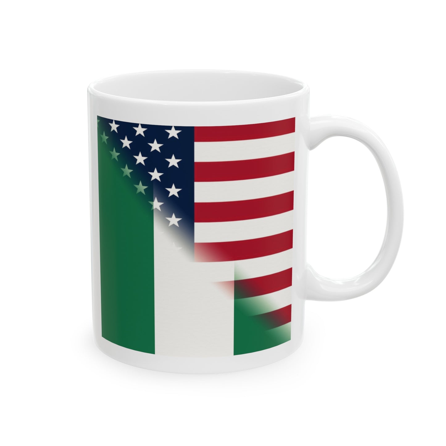 Nigerian American Flag Half Naija USA African Ceramic Mug 11oz, 15oz Cup